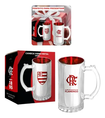 Caneca de vidro Metalic 480ml do Flamengo