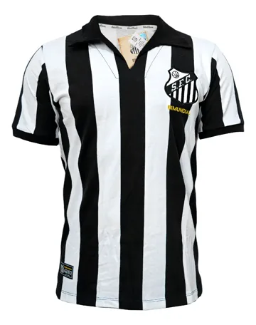Camisa retrô do Santos Bi Mundial 62/63 listrada