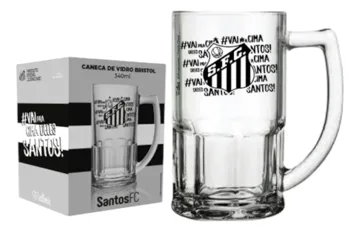 Caneca de chopp de vidro do Santos 340ml